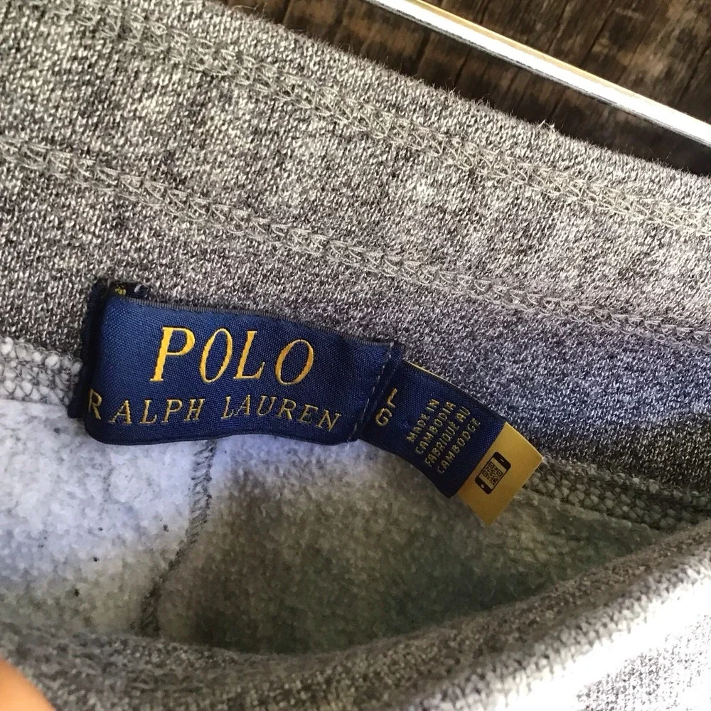 Polo Ralph Lauren Gray Fleece Sweatpants Joggers Drawstring Men's Large